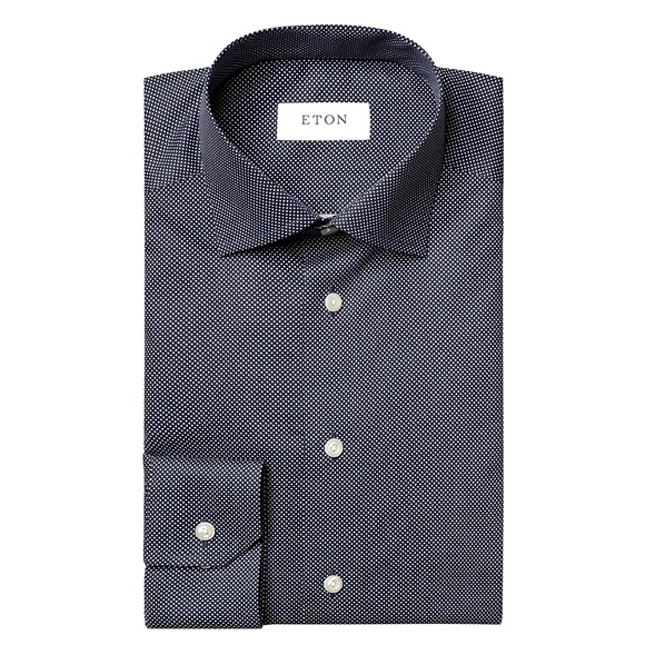 Eton Dress Shirt – Size 44 / 17.5 – Navy with Microdot Print – Contemporary Fit - Picture 1 of 4